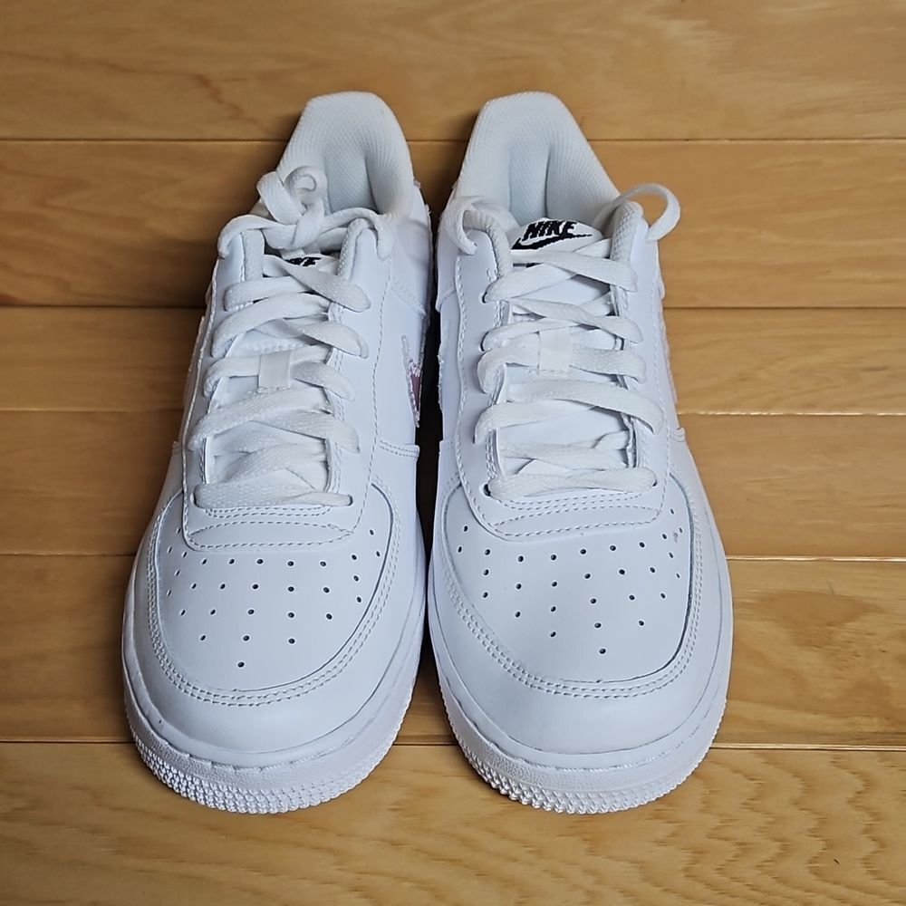 Nike Air Force 1 GS Digital Swoosh White Multi-Color Black CW1577-100 - Picture 4 of 11